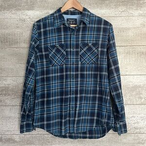 American Eagle Outfitters Athletic Fit Blue Plaid Button-Up Long Sleeve Shirt M